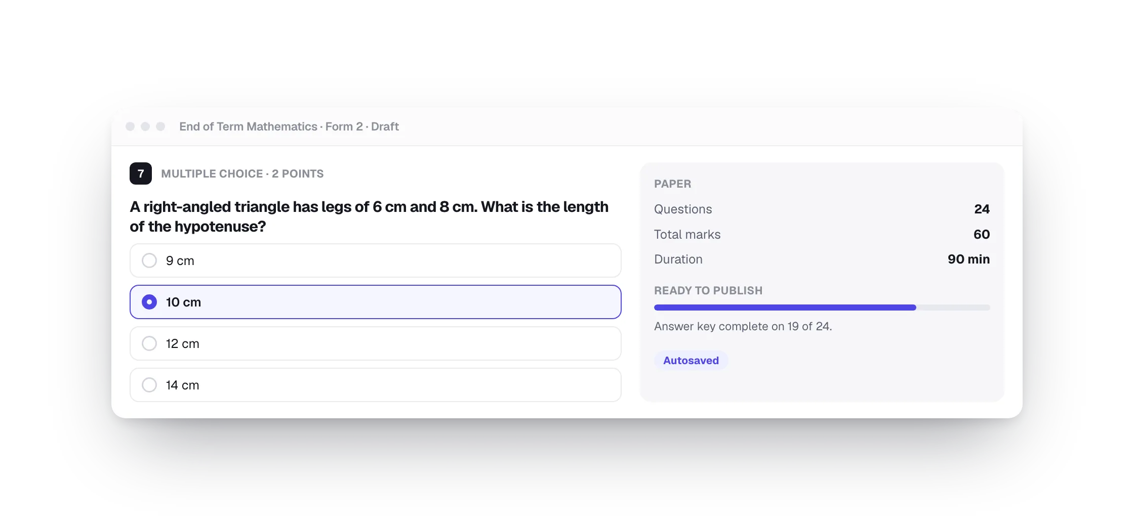 The Quiz Master quiz builder, floating above the page